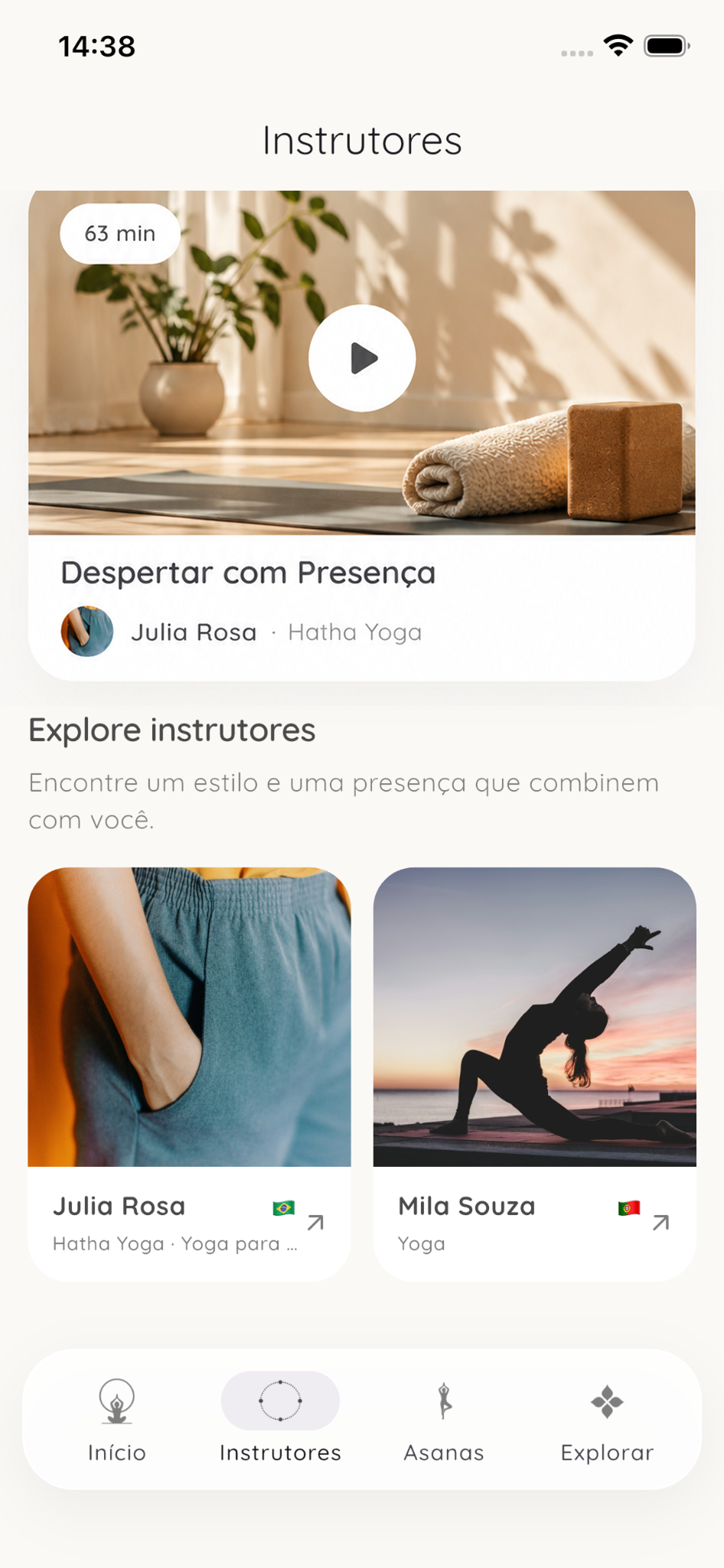 Área de instrutores no Ami Yoga